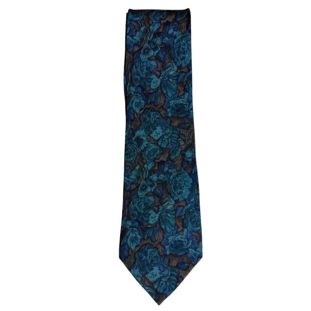 Geoffrey Beene 100% Silk Tie Blue Green Abstract Pattern Made in Italy‎ Vintage